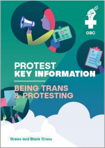 Image showing front cover of "Protest Key Information: Being Trans & Protesting" booklet